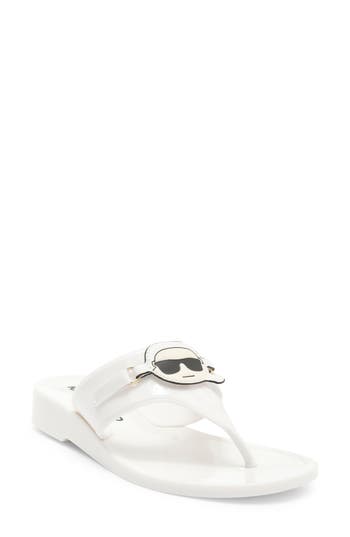 Karl Lagerfeld Paris Vayla Wedge Flip Flop In White