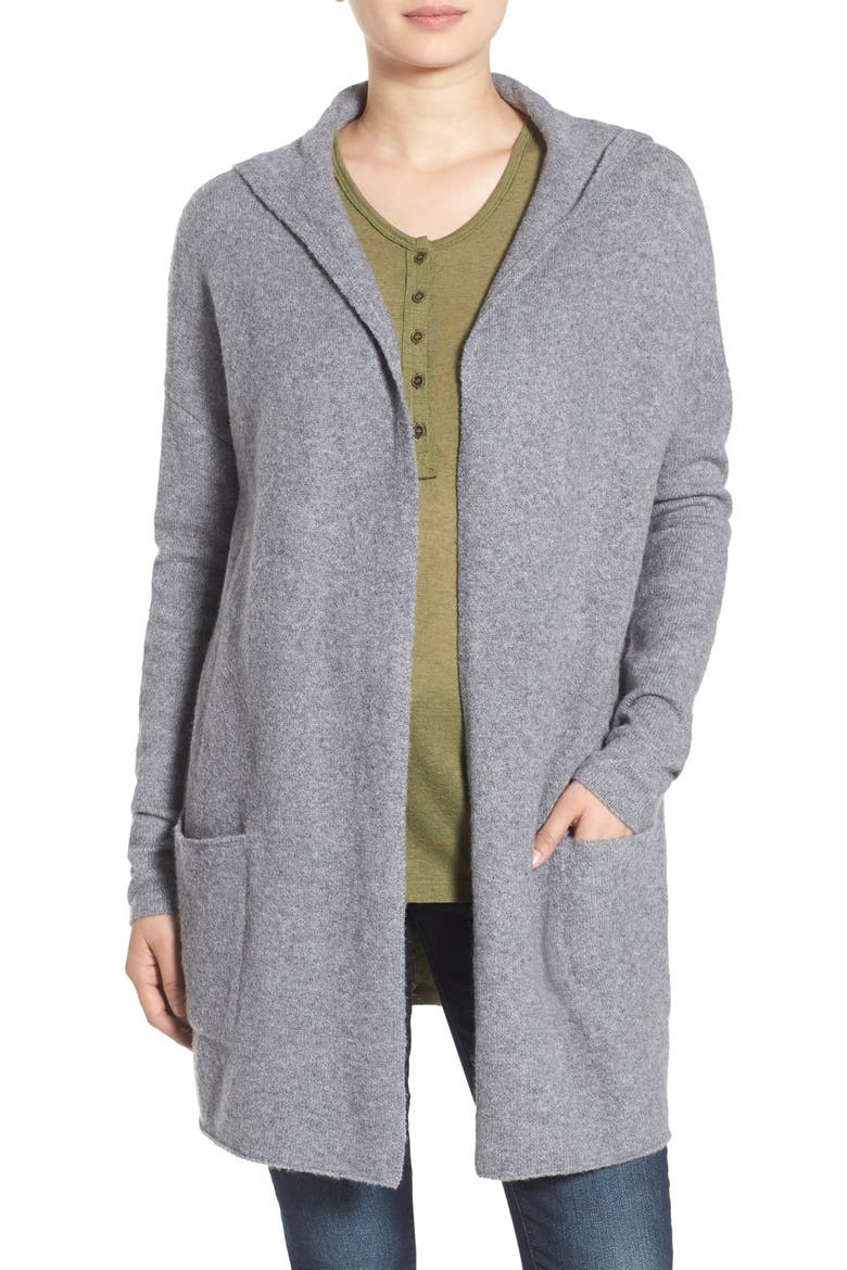 Hooded Longline Cardigan, Main, color, GREY MEDIUM HEATHER