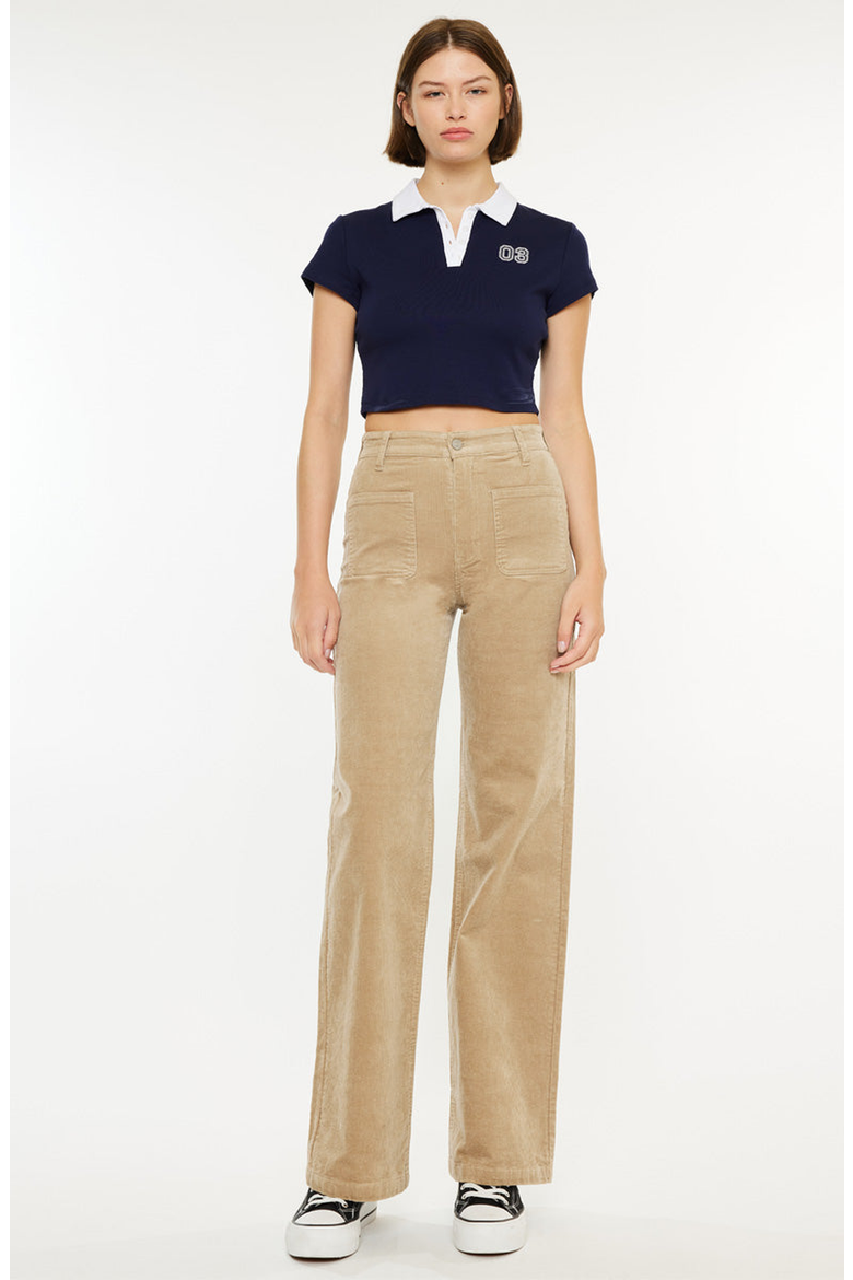Saturn Ultra High Rise Wide Leg Corduroy Pants, Alternate, color, Beige