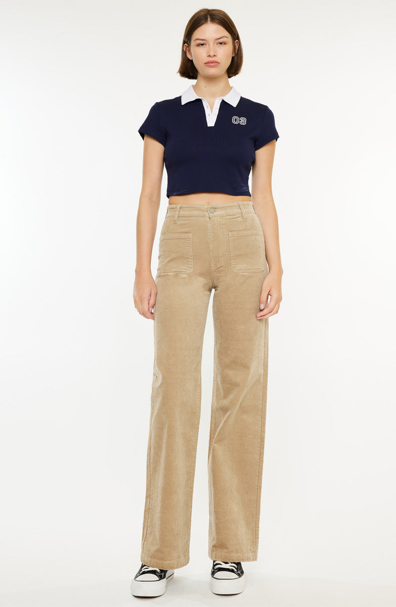 KanCan Saturn Ultra High Rise Wide Leg Corduroy Pants, Alternate, color, Beige