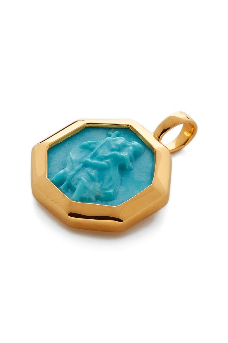 Turquoise Saint Christopher Pendant Charm, Alternate, color, YELLOW GOLD
