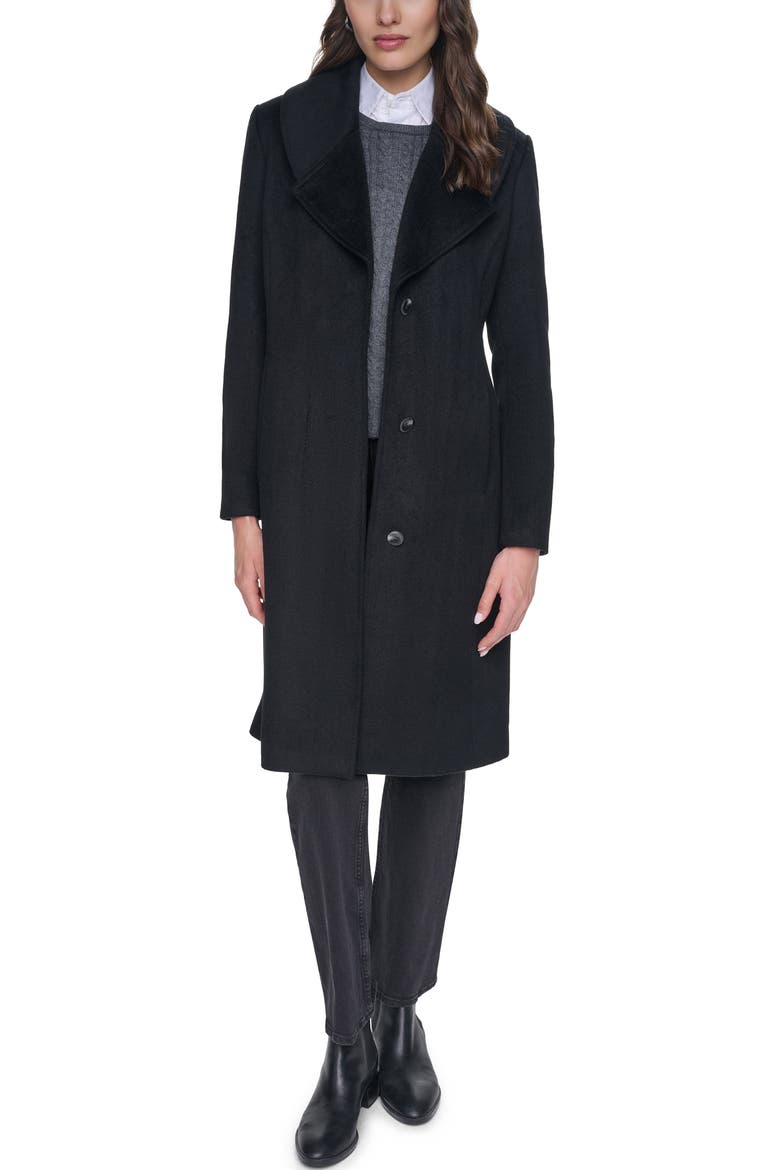 Oversize Collar Wool Blend Coat, Alternate, color, BLACK