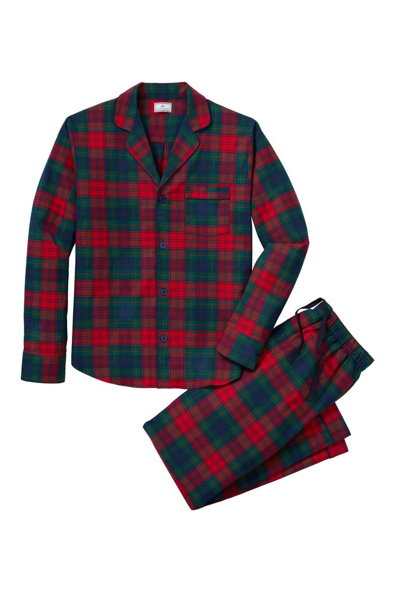 Plaid Cotton Twill Pajamas, Alternate, color, RED
