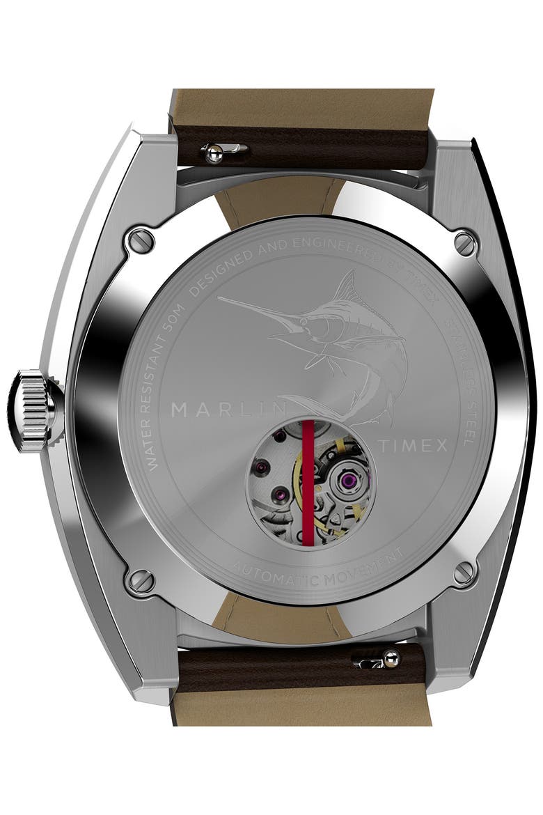 Marlin Automatic Leather Strap Watch, 39mm, Alternate, color, BROWN