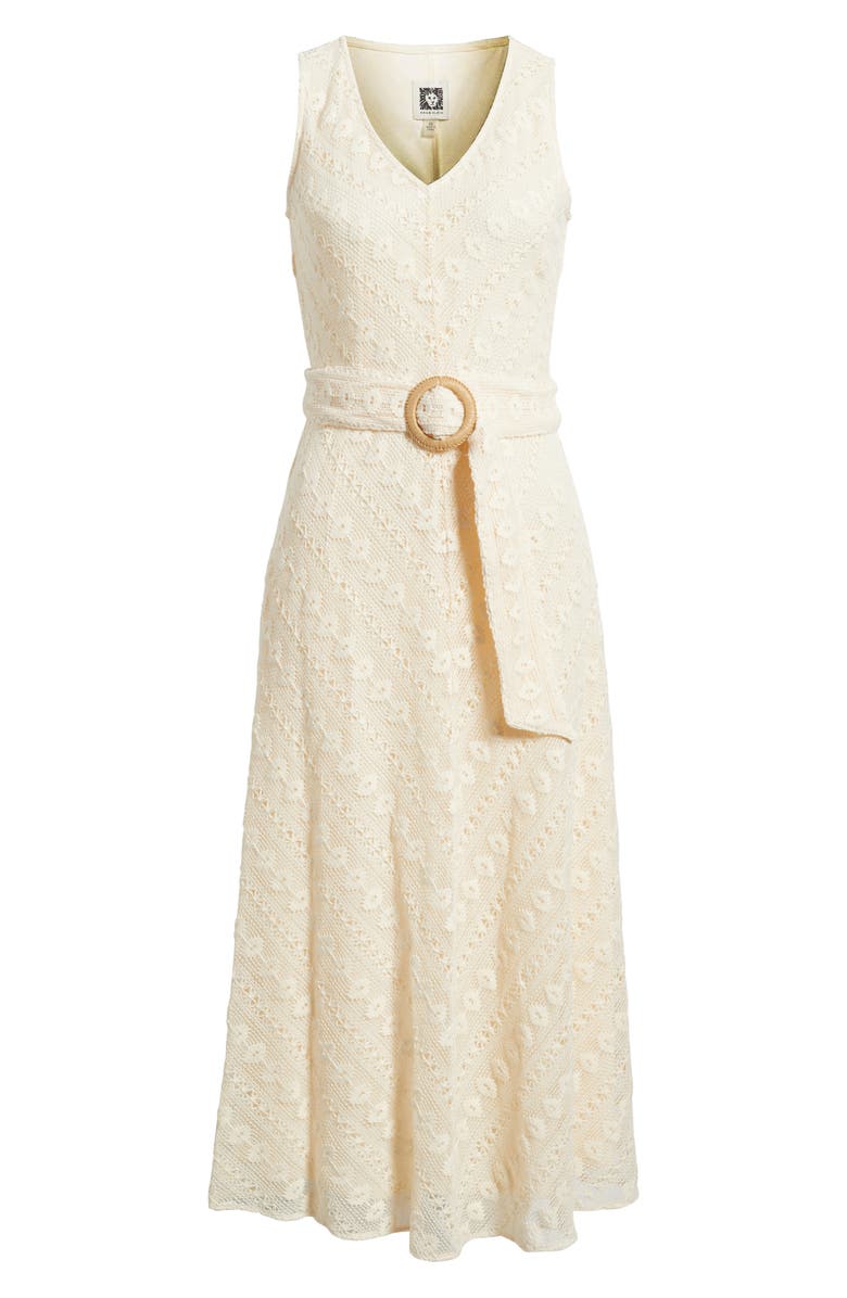 Anne Klein Embroidered Belted Sleeveless Midi Dress, Alternate, color, Light Dune