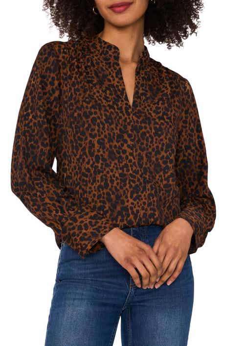 Vince Camuto Leopard Print V-Neck Top