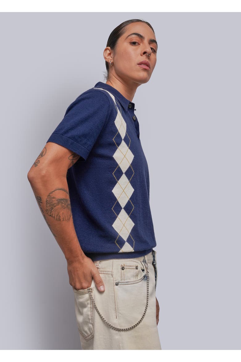 The Everyday Argyle Sweater Polo, Alternate, color, NAVY
