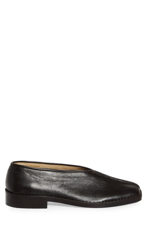 Lemaire Piped Leather Loafer In Dark Chocolate Br490