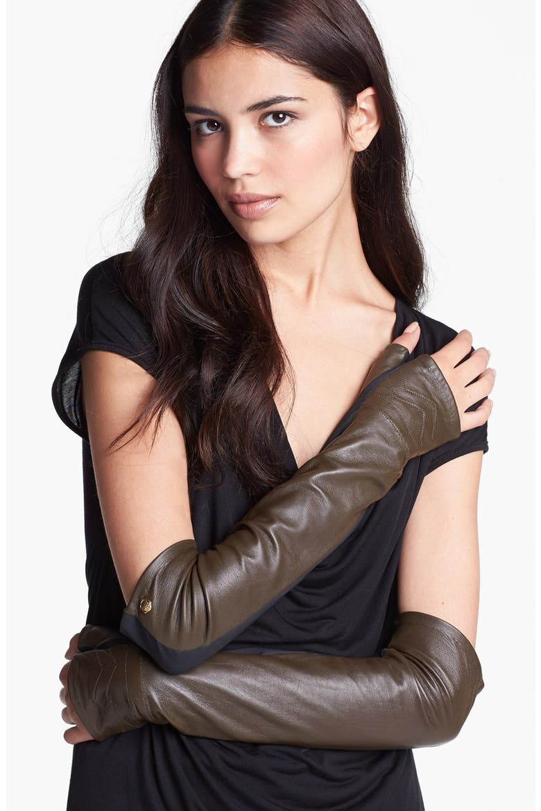 Chevron Quilted Arm Warmers, Main, color, GREEN
