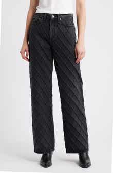 rag & bone Logan Diamond Texture Mid Rise Wide Leg Jeans