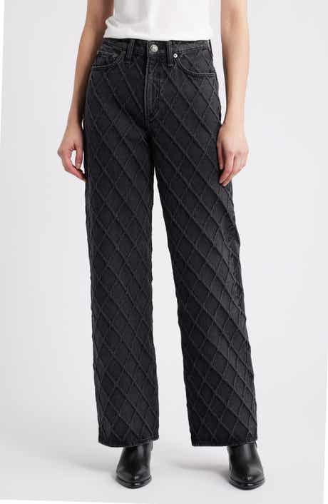 rag & bone Logan Diamond Texture Mid Rise Wide Leg Jeans