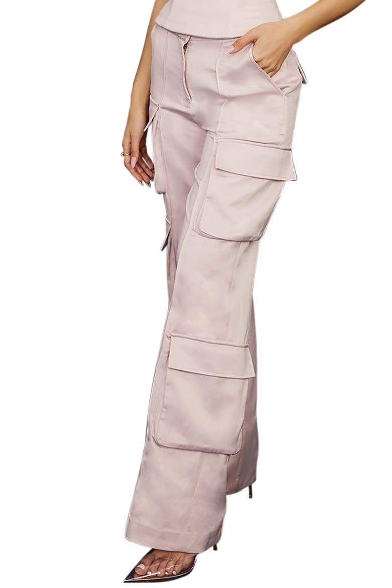 Daria Cargo Satin Trousers, Alternate, color, CRYSTAL