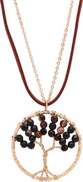 STEELTIME Beaded Tree of Life Layered Necklace