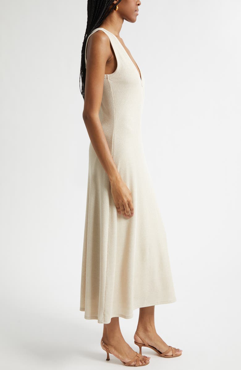 Ramy Brook Greta Metallic Rib Dress, Alternate, color, Gold