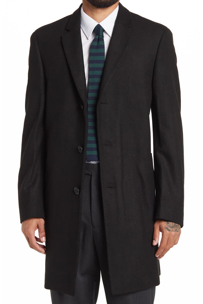 Hanover Wool Blend Topcoat, Main, color, BLACK