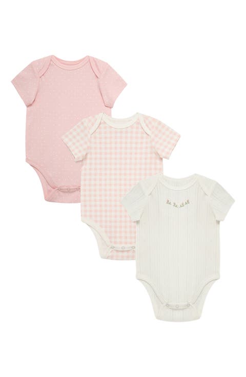 3-Pack Check Assorted Cotton Bodysuits