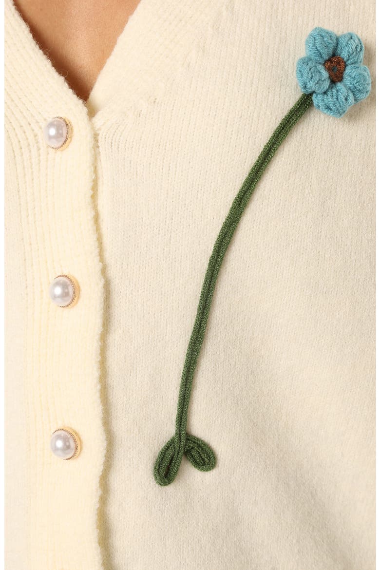 Reign Flower Embellished Cardigan, Alternate, color, CREAM