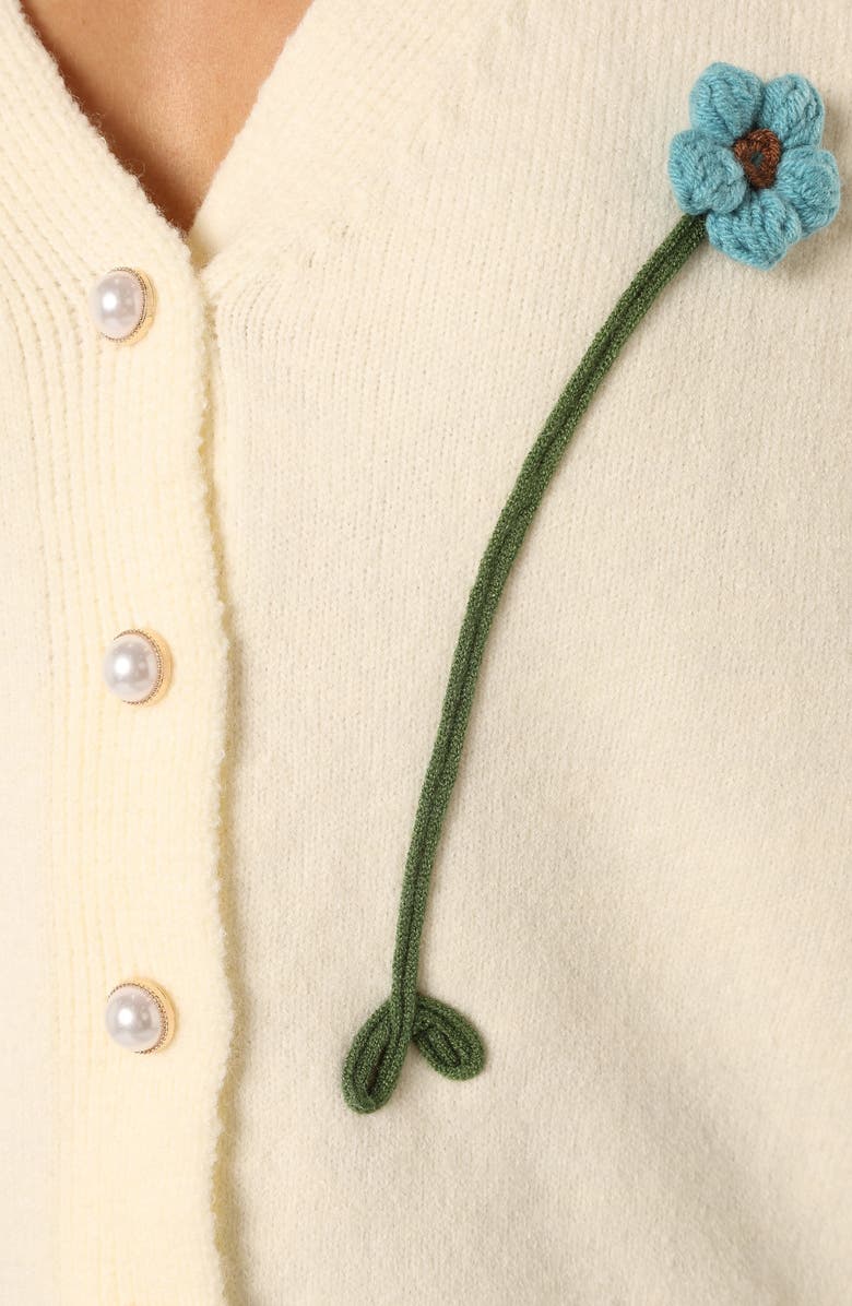 Petal & Pup Reign Flower Embellished Cardigan, Alternate, color, Cream