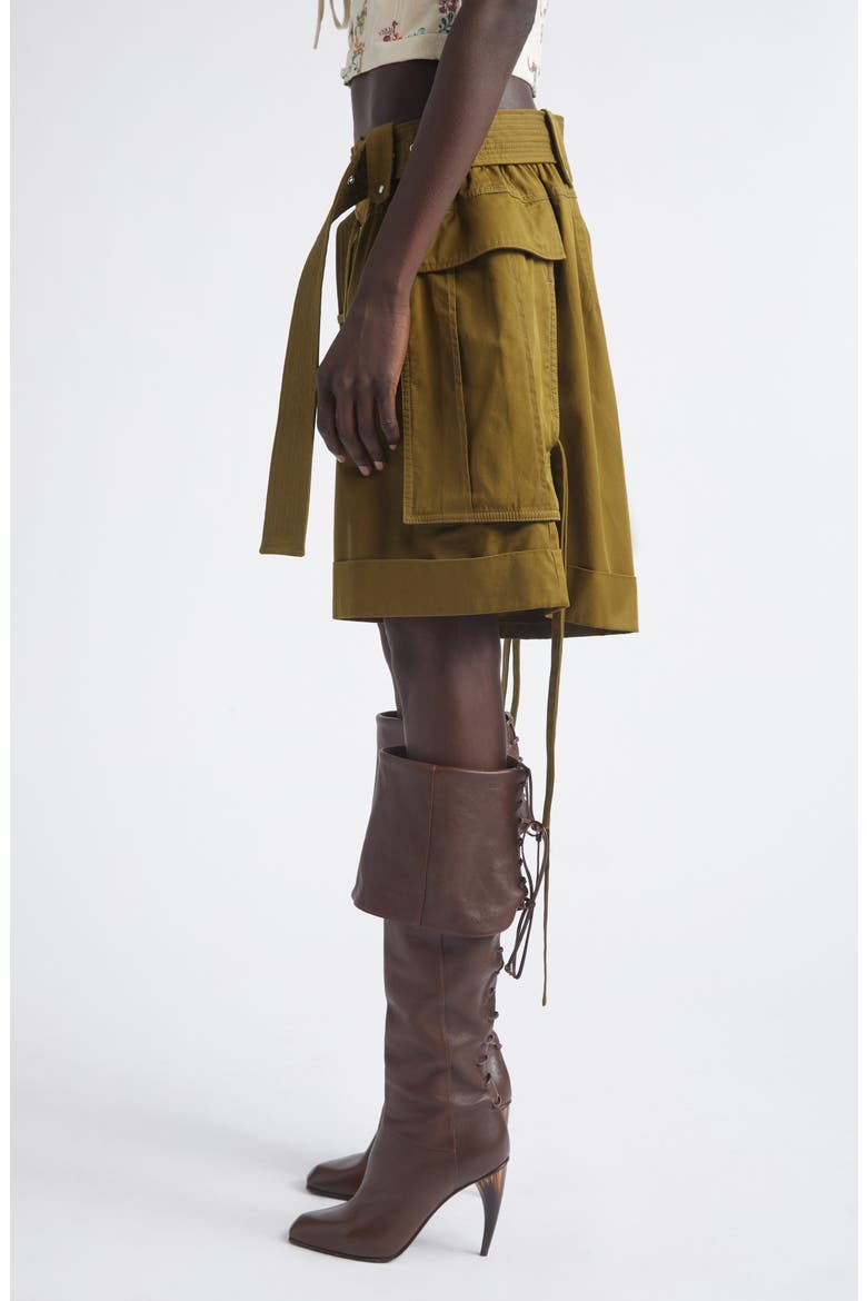 Oversize Cotton Twill Cargo Shorts, Alternate, color, OLIVE