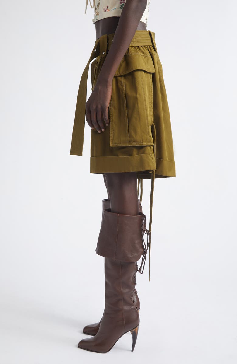 McQueen Oversize Cotton Twill Cargo Shorts, Alternate, color, Olive