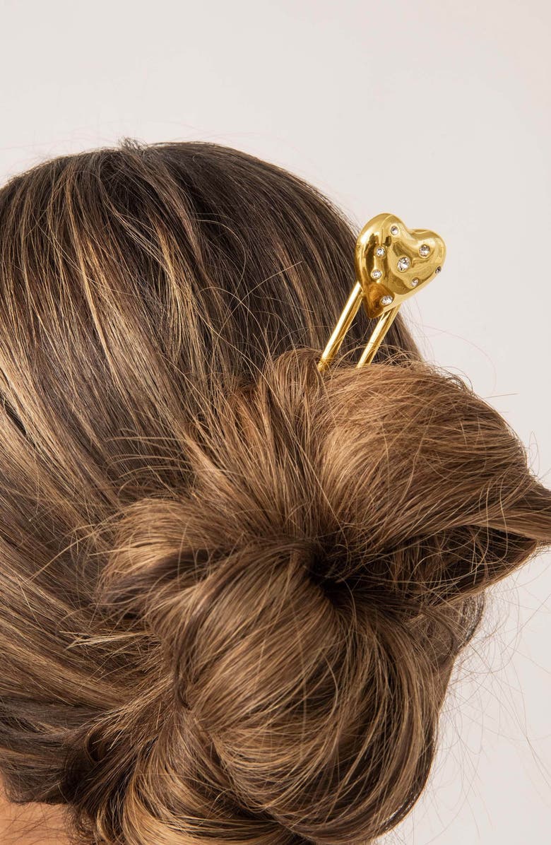 Ettika Love Heart Embellished Hairpin, Alternate, color, Gold