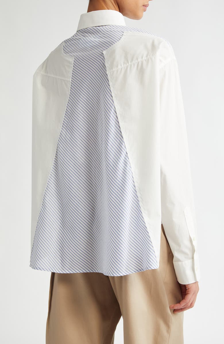 MM6 Maison Margiela Deconstructed Cotton Poplin High-Low Button-Up Shirt, Alternate, color, Off White