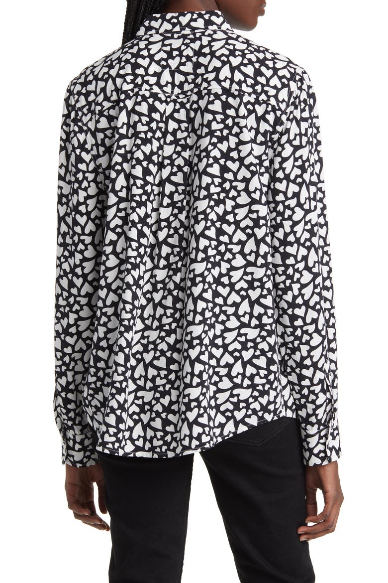 Kathryn Heart Print Button-Up Shirt, Alternate, color, AMORE