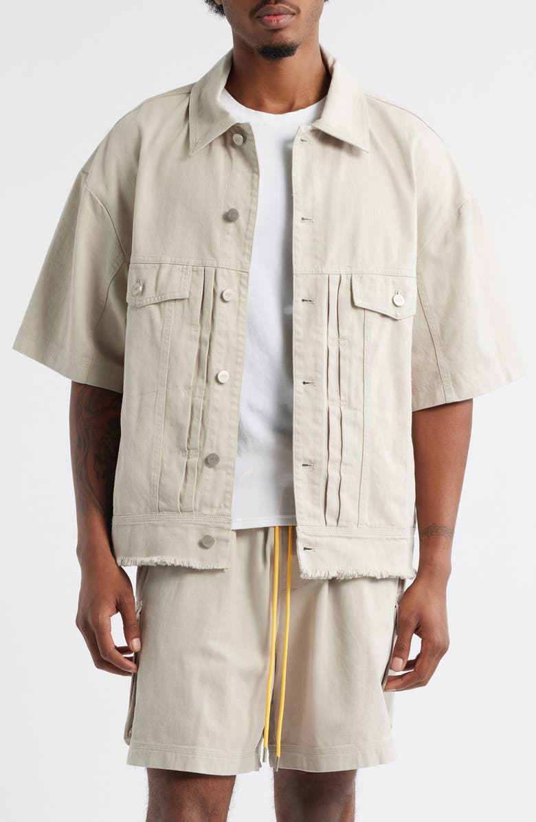 DIET STARTS MONDAY Short Sleeve Cotton Canvas Trucker Shirt Jacket, Main, color, 