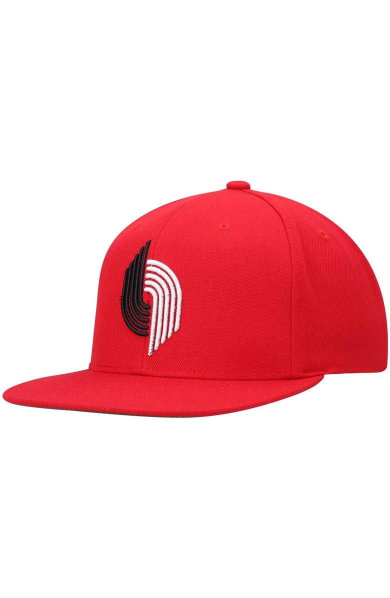 Mitchell & Ness Men's Mitchell & Ness Red Portland Trail Blazers Hardwood Classics Team Ground 2.0 Snapback Hat, Main, color, Red