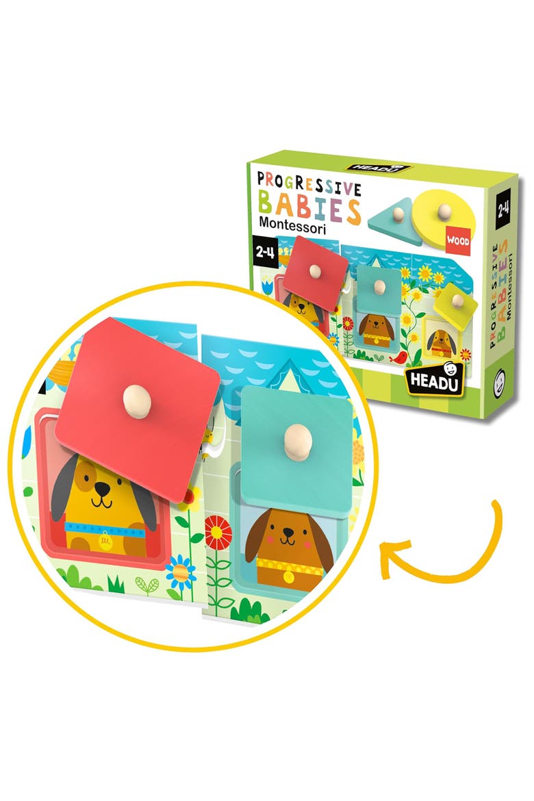 Progressive Babies Montessori Wooden Shapes & Colors Matching Game, Alternate, color, Multicolored