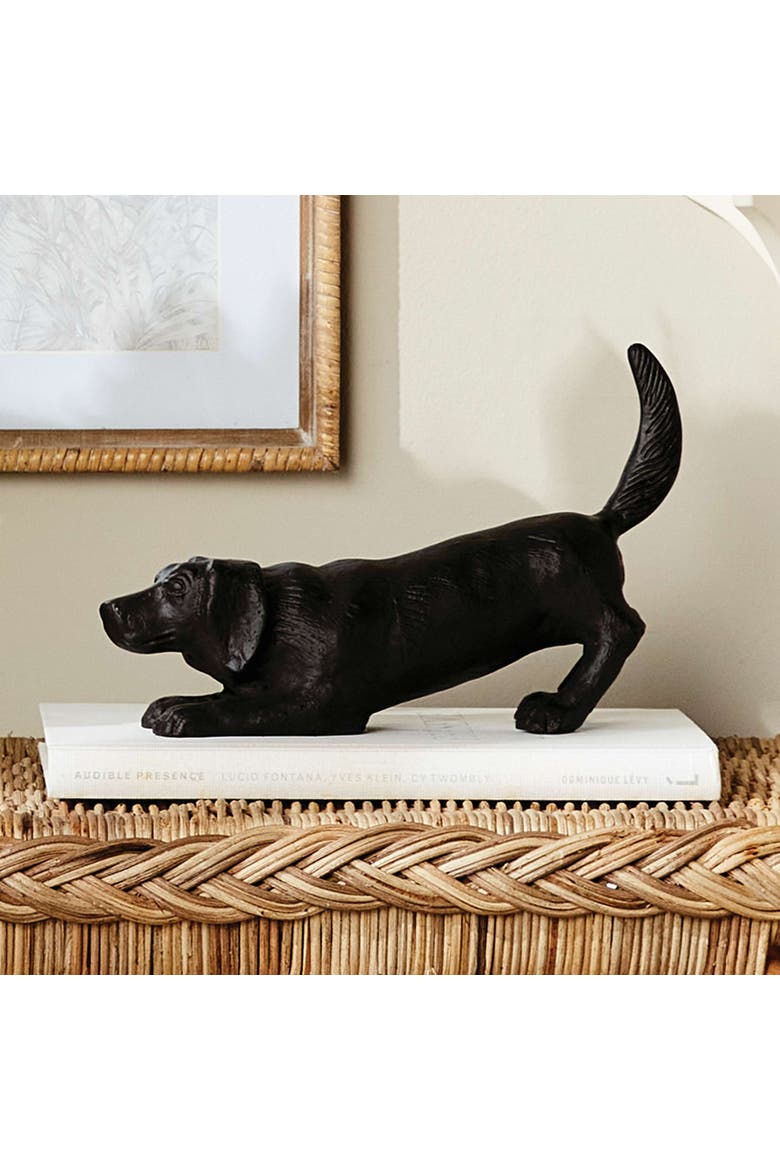 Playful Dog Sculpture, Alternate, color, Black