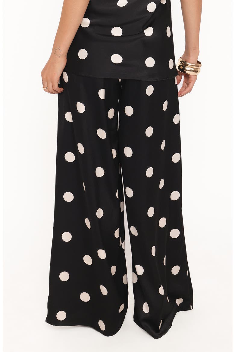 Belinda Polka Dot Wide Leg Drawstring Pants, Alternate, color, BLACK/ CREAM