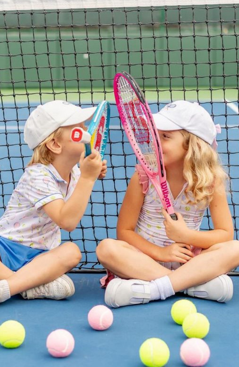 Bits & Bows Tennis Rackets Bow Baseball Hat, Alternate, color, White