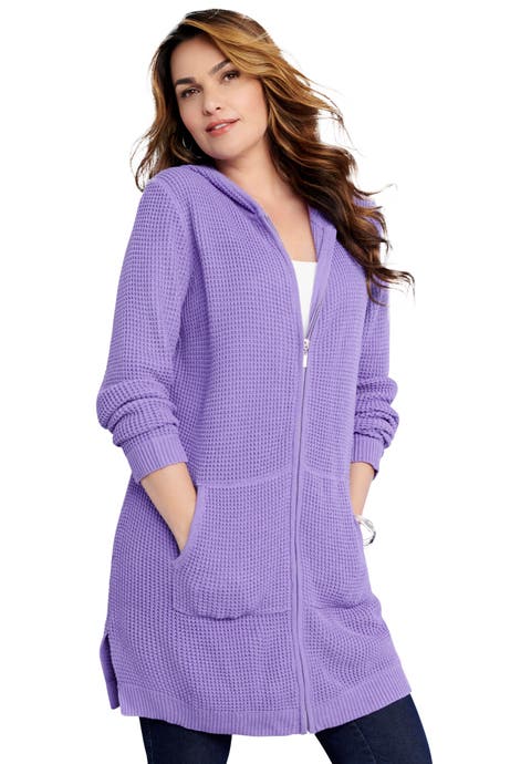 Waffle Mega Length Zip Hoodie (Plus)