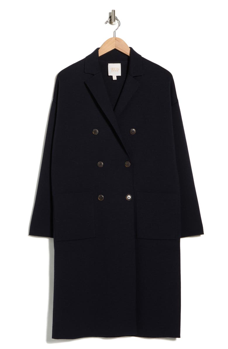 TWP Double Breasted Knit Overcoat, Alternate, color, Midnight