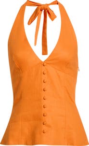 WAYF x Hannah Lovey Porter Capri Halter Neck Linen Blend Top