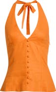 WAYF x Hannah Lovey Porter Capri Halter Neck Linen Blend Top
