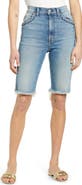 7 For All Mankind High Waist Cutouff Denim Bermuda Shorts