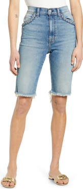 7 For All Mankind High Waist Cutouff Denim Bermuda Shorts