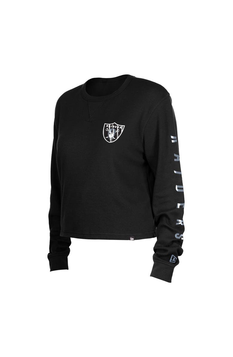 New Era Women's New Era  Black Las Vegas Raiders Sport Night Thermal Long Sleeve Cropped T-Shirt, Alternate, color, Black