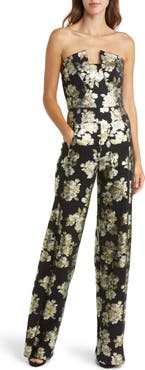 Black Halo Lena Floral Strapless Jumpsuit