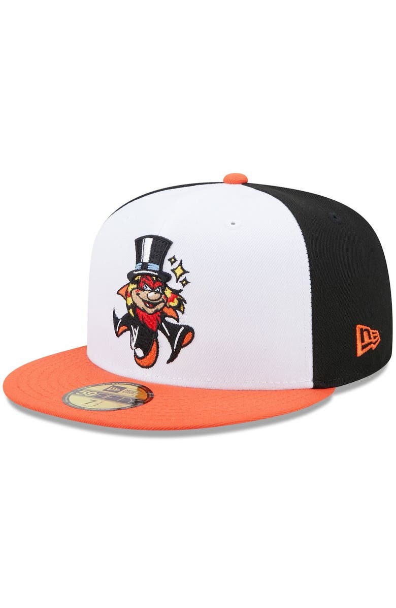 New Era Men's New Era White/Orange Inland Empire 66ers Marvel x Minor League 59FIFTY Fitted Hat, Main, color,