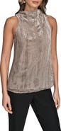 Donna Karan New York Burnout Mock Neck Sleeveless Top