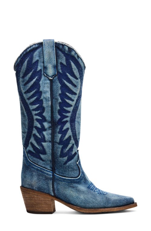 Steve Madden Albany Western Boot In Blue