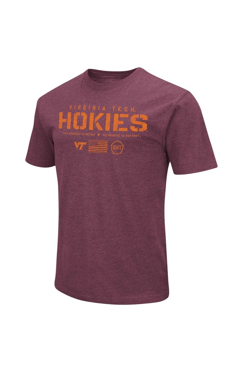 COLOSSEUM Men's Colosseum Heather Maroon Virginia Tech Hokies OHT Military Appreciation Flag 2.0 T-Shirt, Alternate, color, 