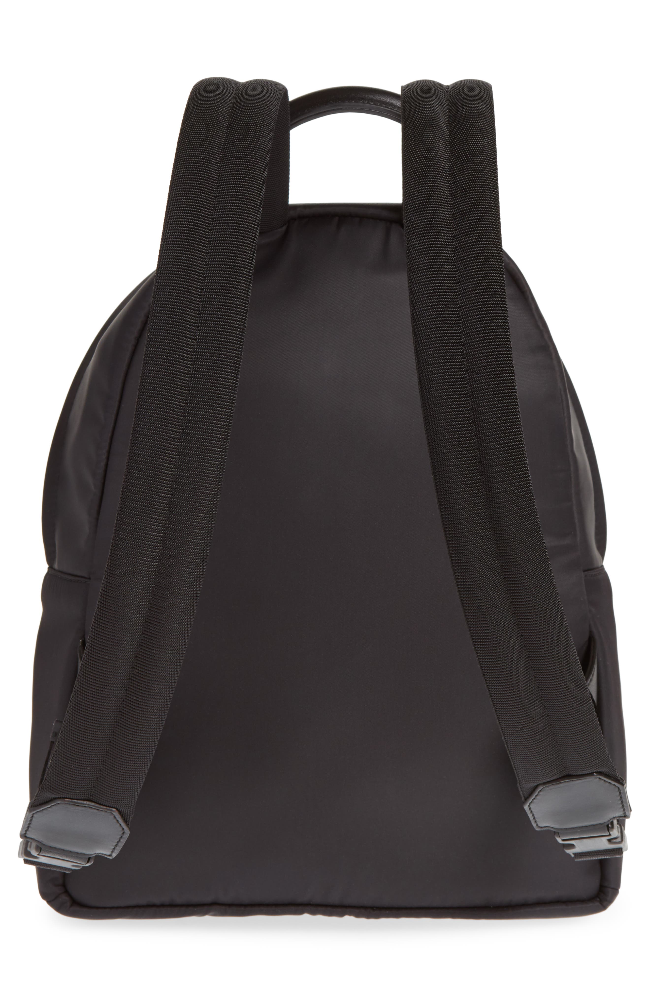 Versace Logo Graphic Leather Backpack, Alternate, color, 