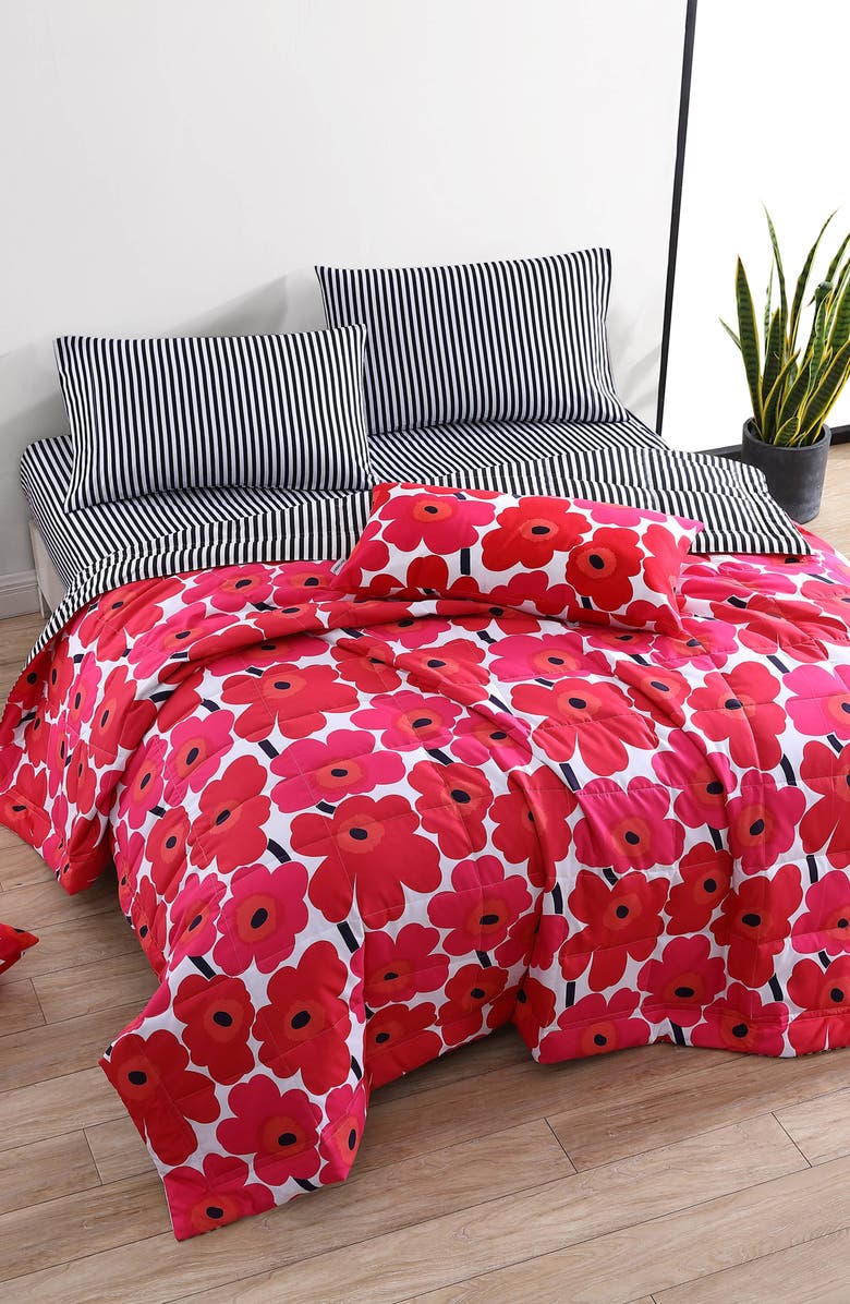 Marimekko Pieni Unikko Floral Print Comforter, Alternate, color, 