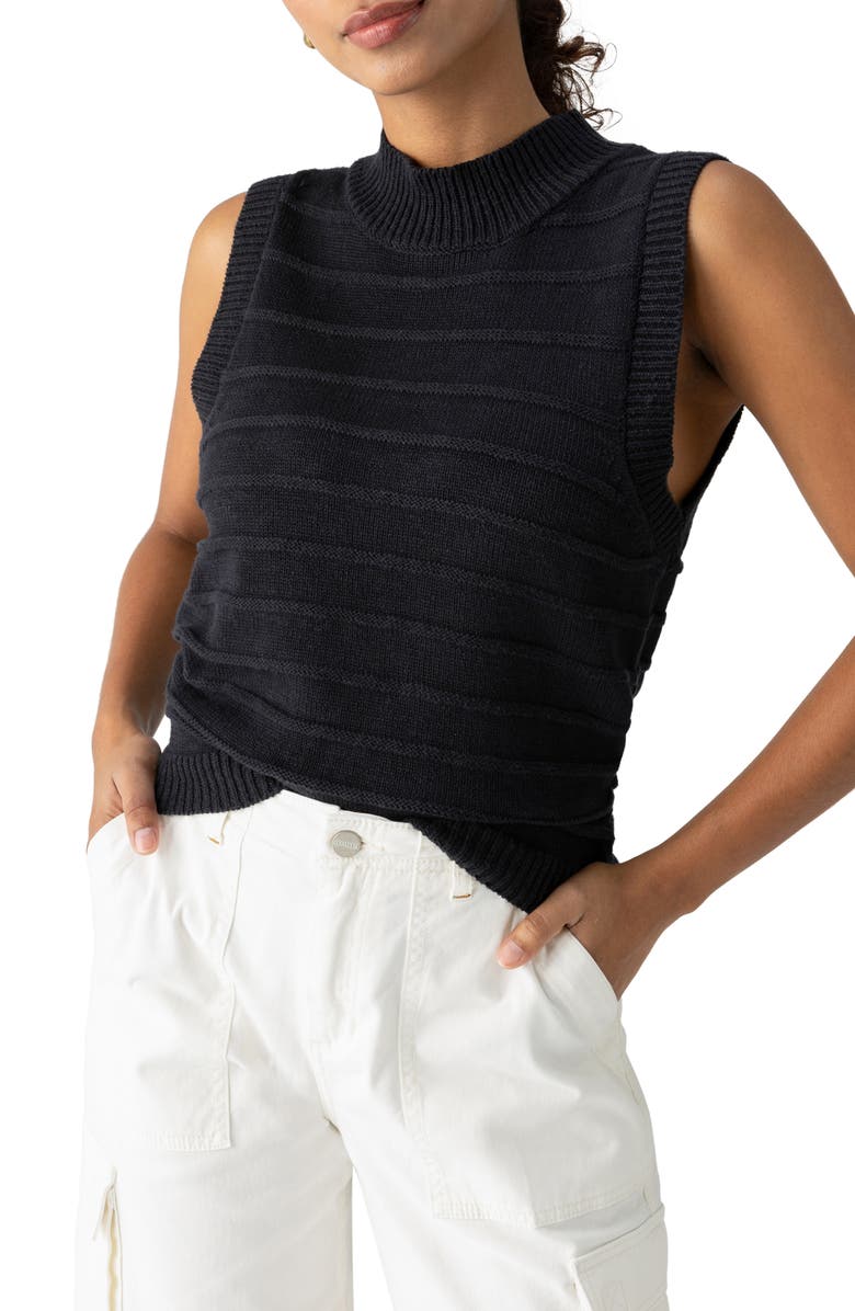 Sanctuary Life Is Easy Sleeveless Cotton Mock Neck Sweater, Main, color, 