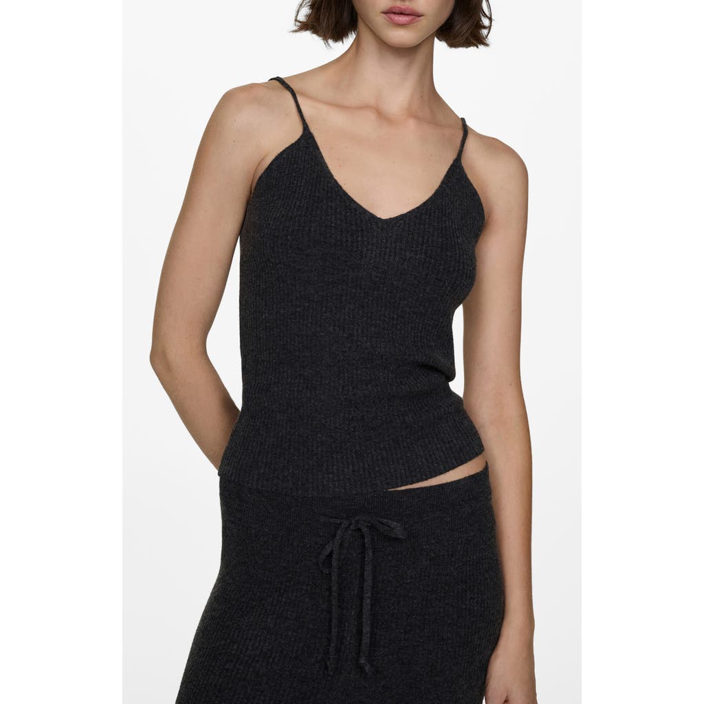 Mango Rib Sweater Tank In Charcoal