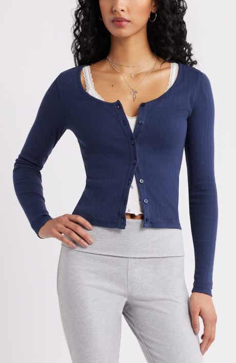 BP. Scoop Neck Pointelle Cardigan